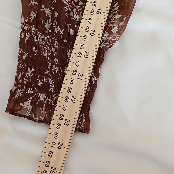 Indulge Instyle Dress Womens XL Brown A-line Floral Long Sleeve Chiffon Coquette - Picture 16 of 16